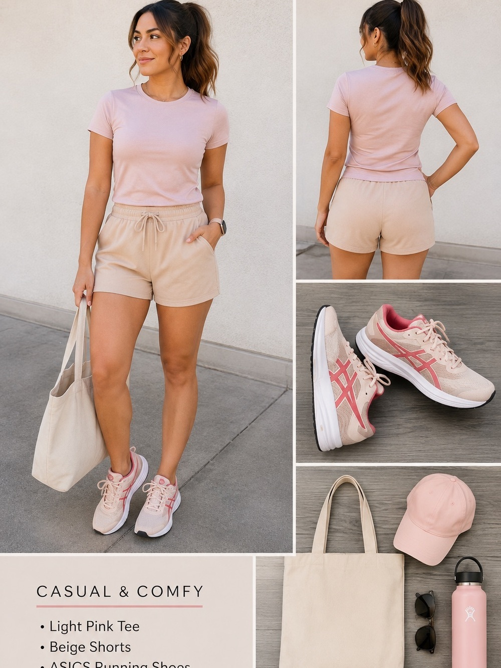 ASICS Women's Running Shoes in Light Pink with Coral Accents Size 9
